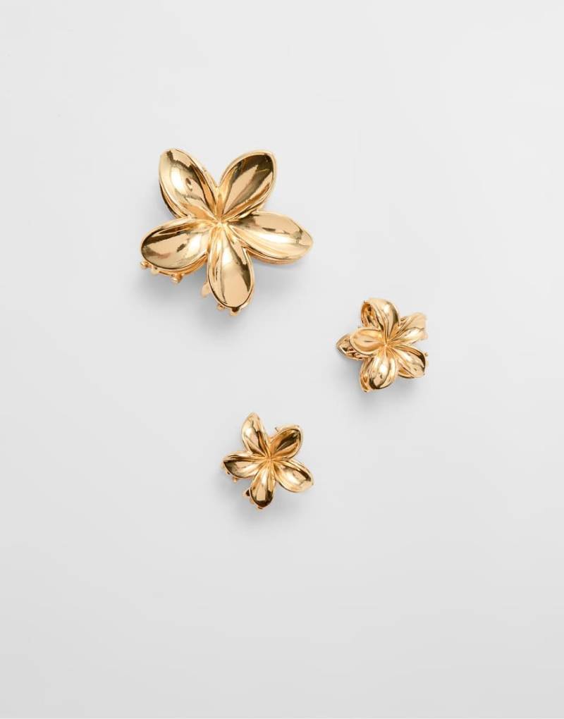 Stradivarius - 3er-Pack Blumen-Haarklammern in Gelb von Stradivarius