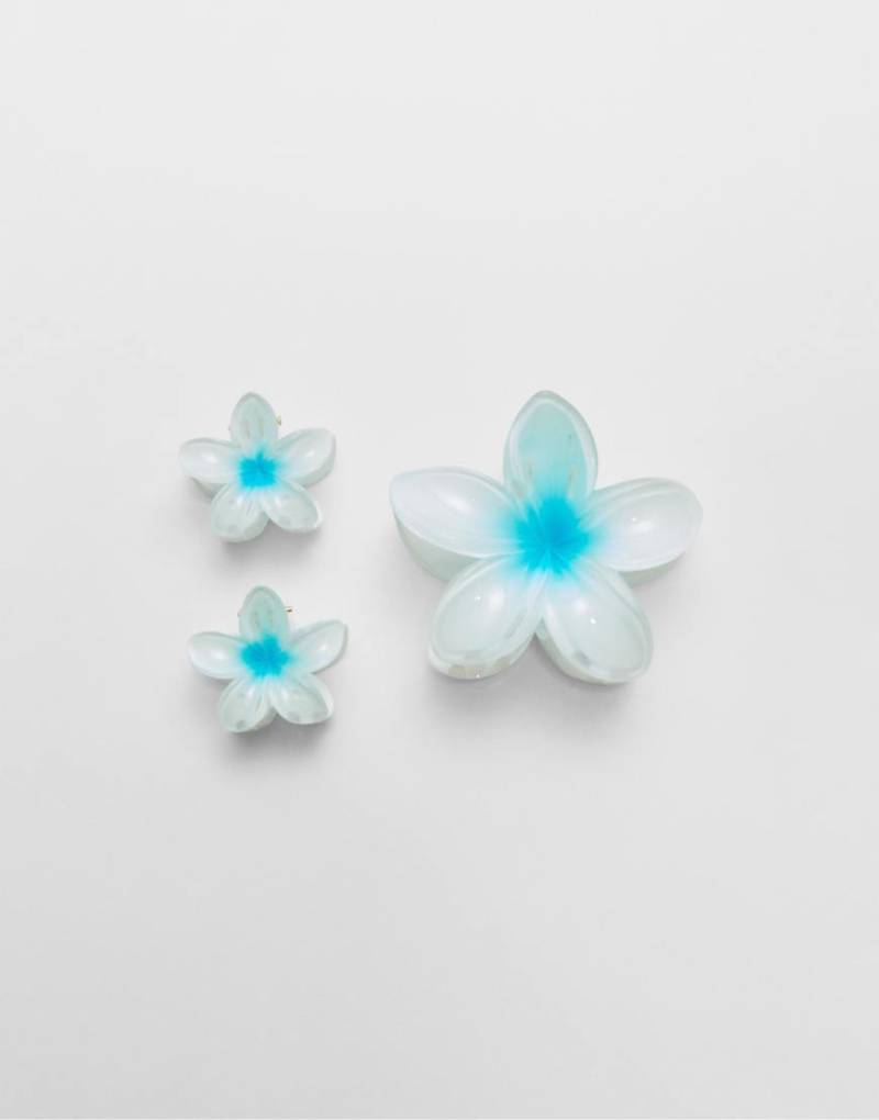 Stradivarius - 3er-Pack blumenförmige Haarspangen in Marineblau von Stradivarius