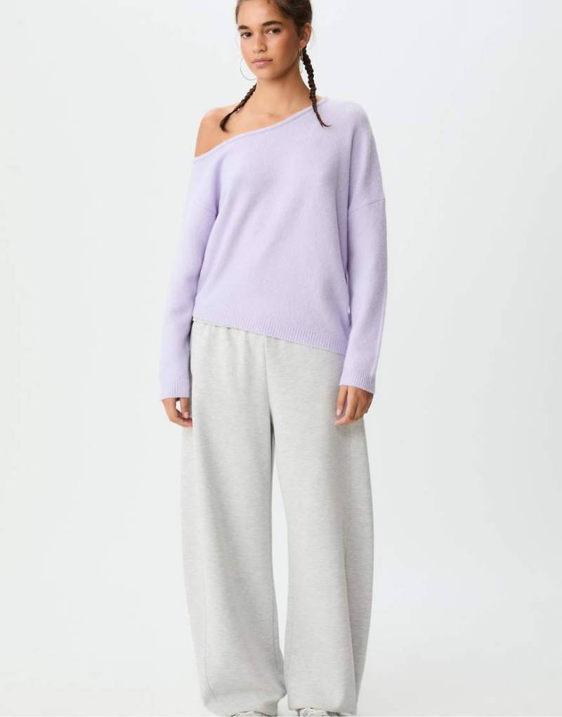 Stradivarius - Asymmetrischer Strickpullover in Mauve-Lila von Stradivarius