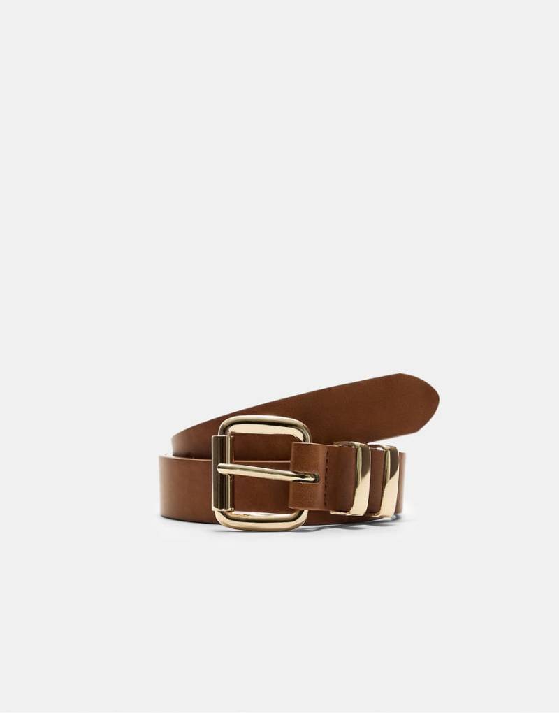 Stradivarius - Basic-Gürtel in Braun mit eckiger Schnalle von Stradivarius