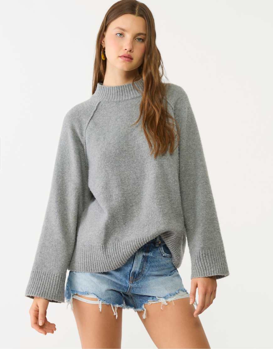 Stradivarius - Basic-Strickpullover in Dunkelgrau Stradivarius - Basic-Strickpullover in Dunkelgrau von Stradivarius