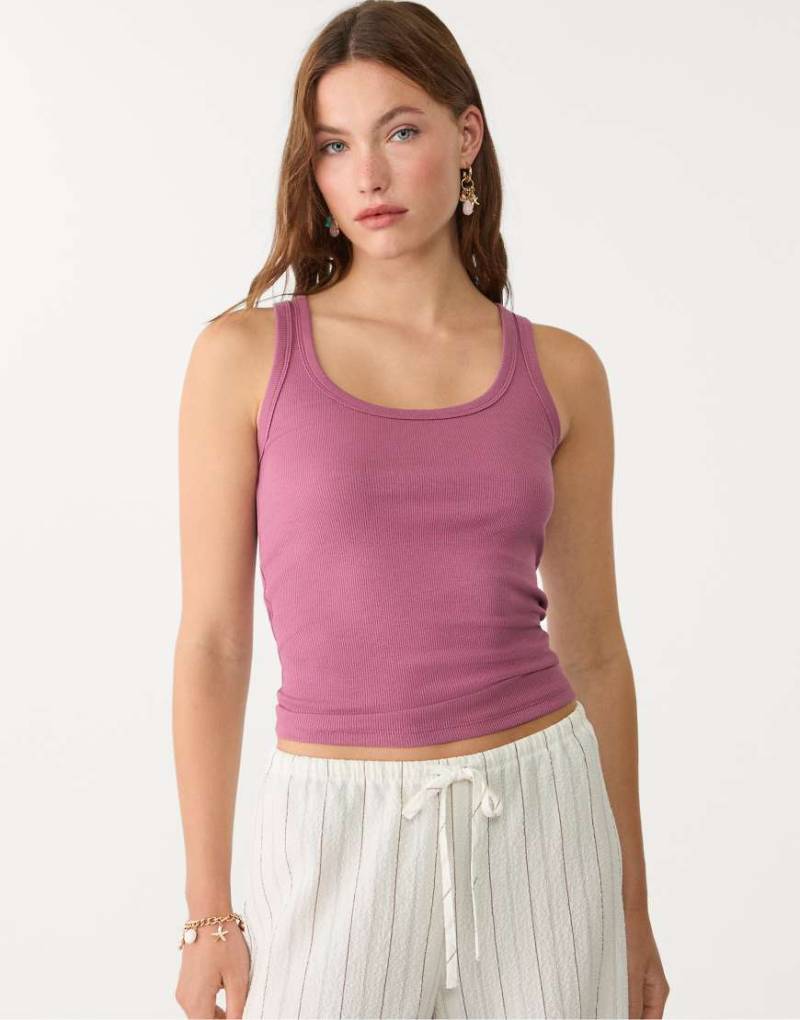 Stradivarius - Basic-Trägertop in Malve-Lila von Stradivarius