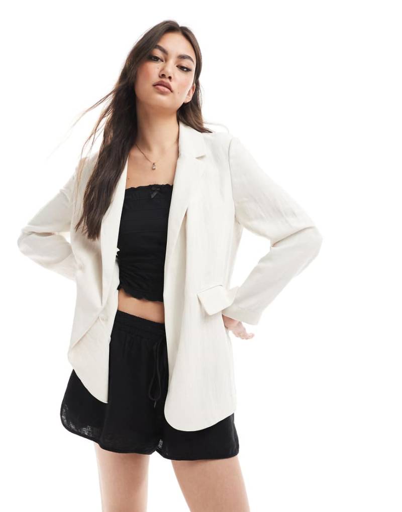 Stradivarius - Blazer in Steinbeige mit Knitterstruktur-Neutral von Stradivarius