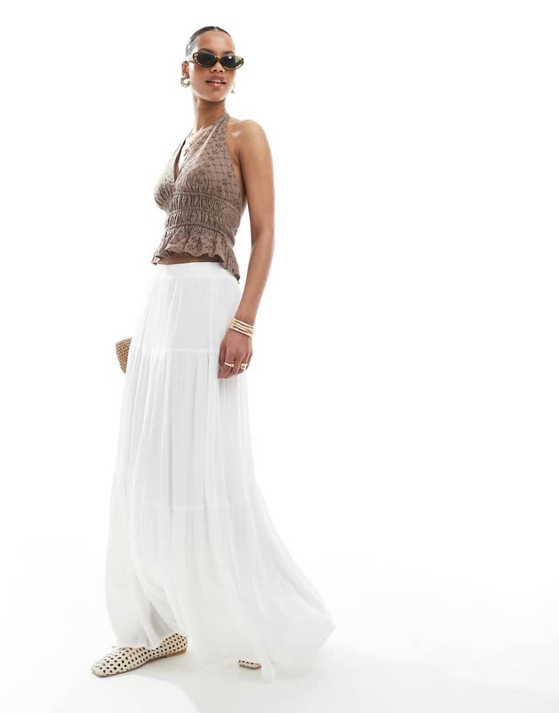 Stradivarius - Boho-Midirock in Weiß von Stradivarius