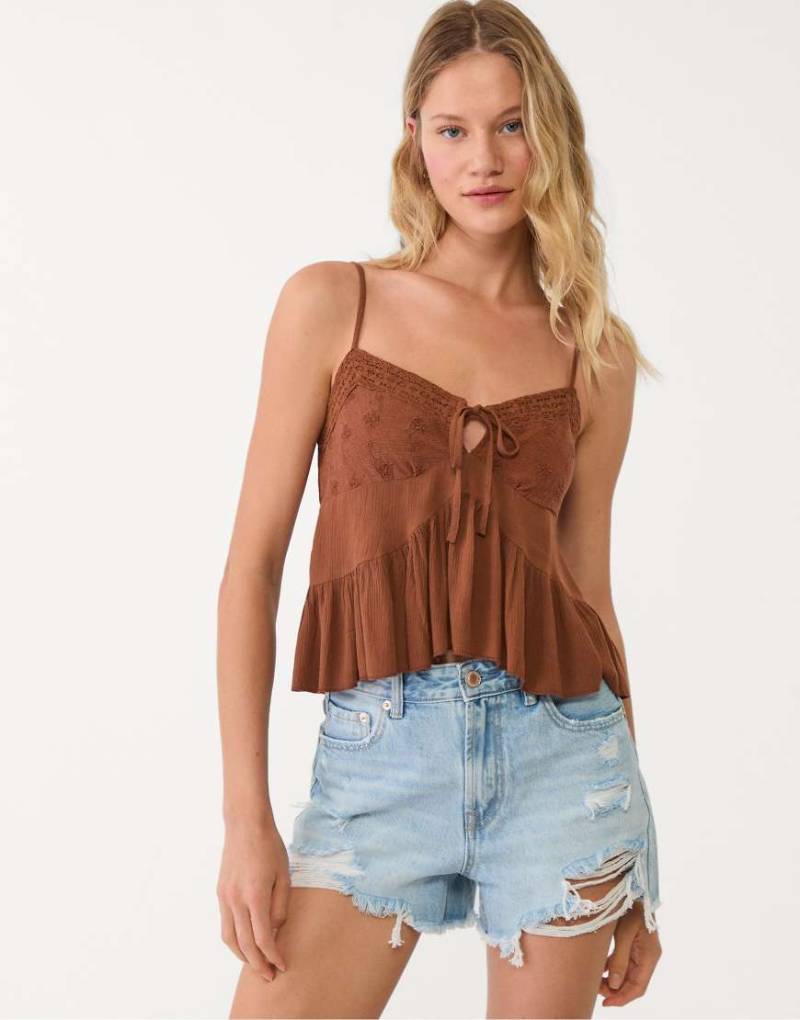 Stradivarius - D75 - Gerippte Jeansshorts in Hellblau von Stradivarius