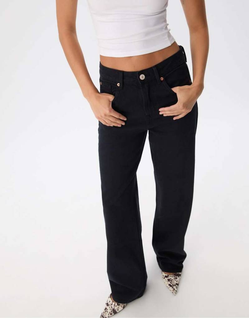 Stradivarius - D92 - Straight Jeans in Dunkelblau mit weitem Bein-Marineblau von Stradivarius