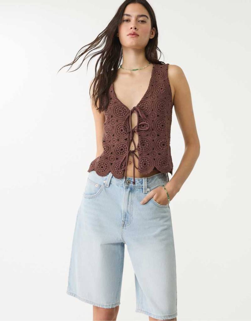 Stradivarius - D95 - Bermuda-Jeans-Jorts in Blau von Stradivarius