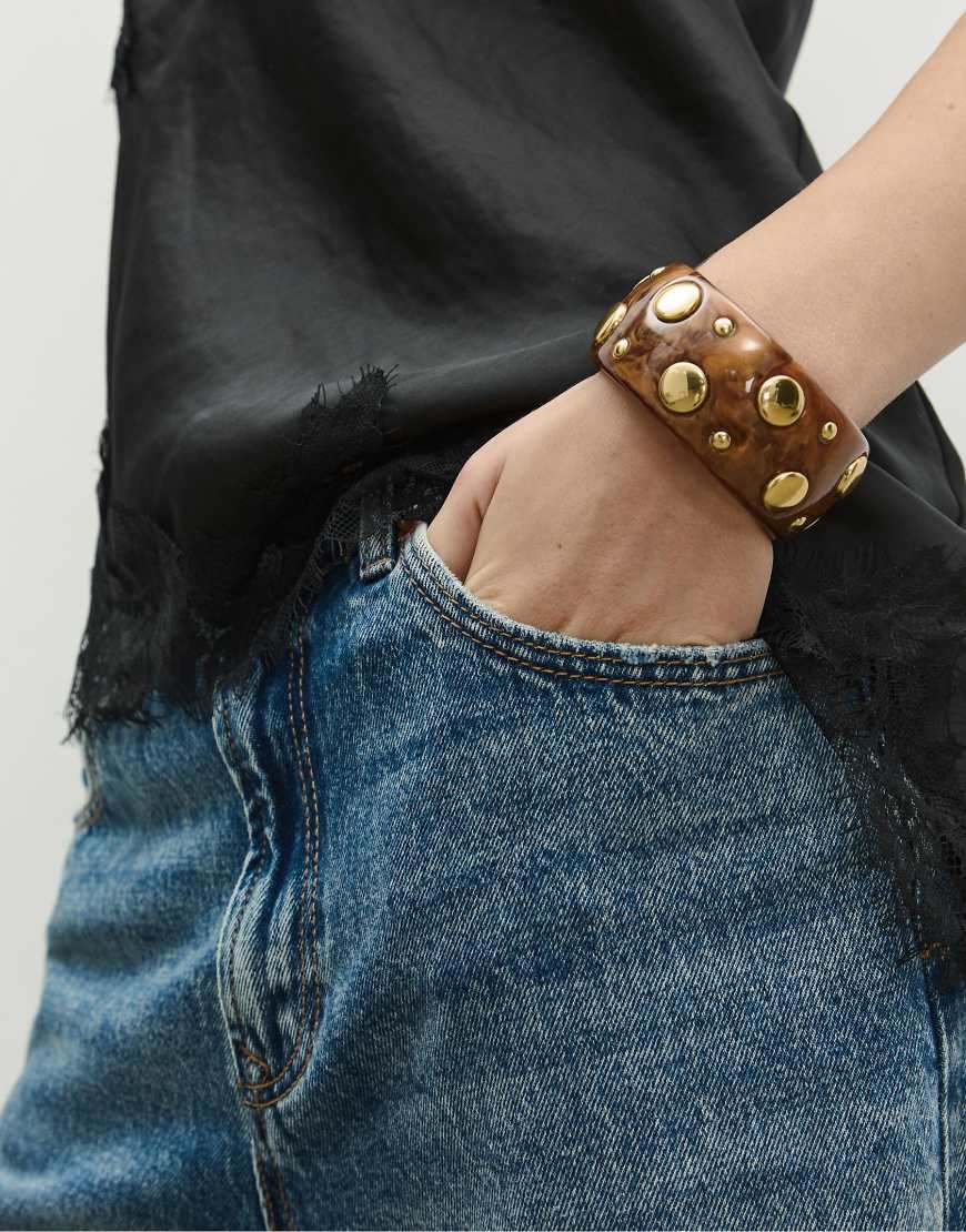 Stradivarius - Festes Armband in Gold mit Nieten-Gelb von Stradivarius