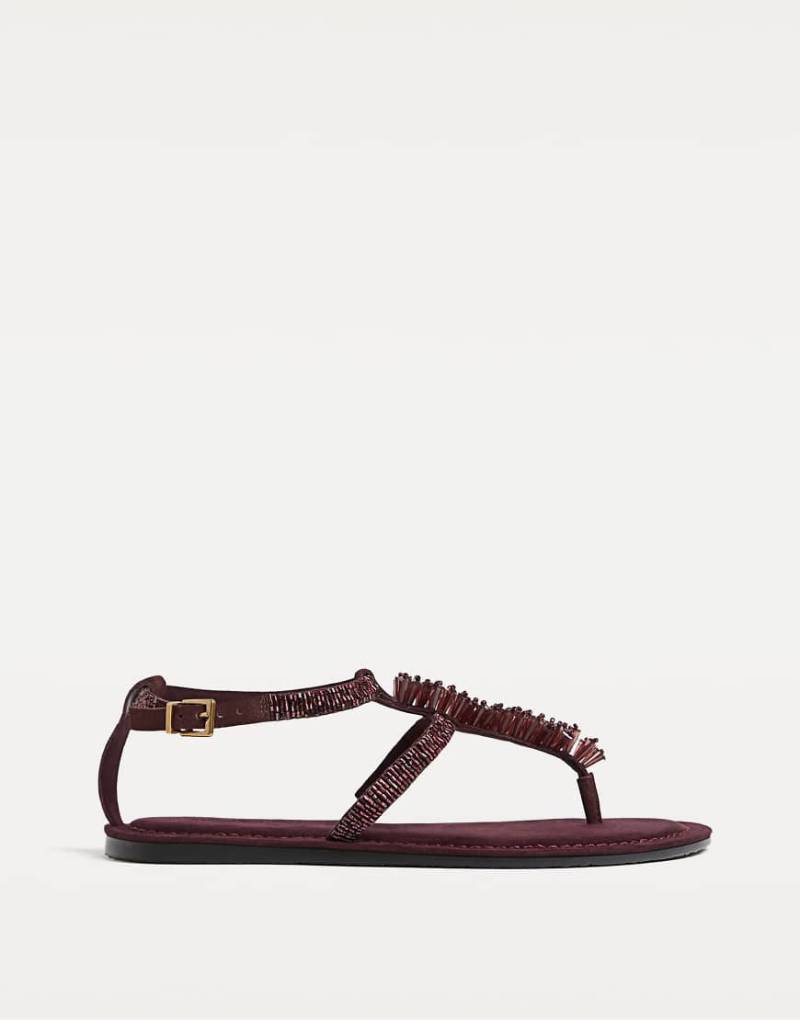 Stradivarius - Flache Sandalen in Braun mit Strasssteinen von Stradivarius