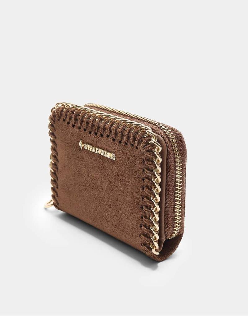 Stradivarius - Geldbörse in Terrakotta mit Kettendesign und Reißverschluss-Brown von Stradivarius