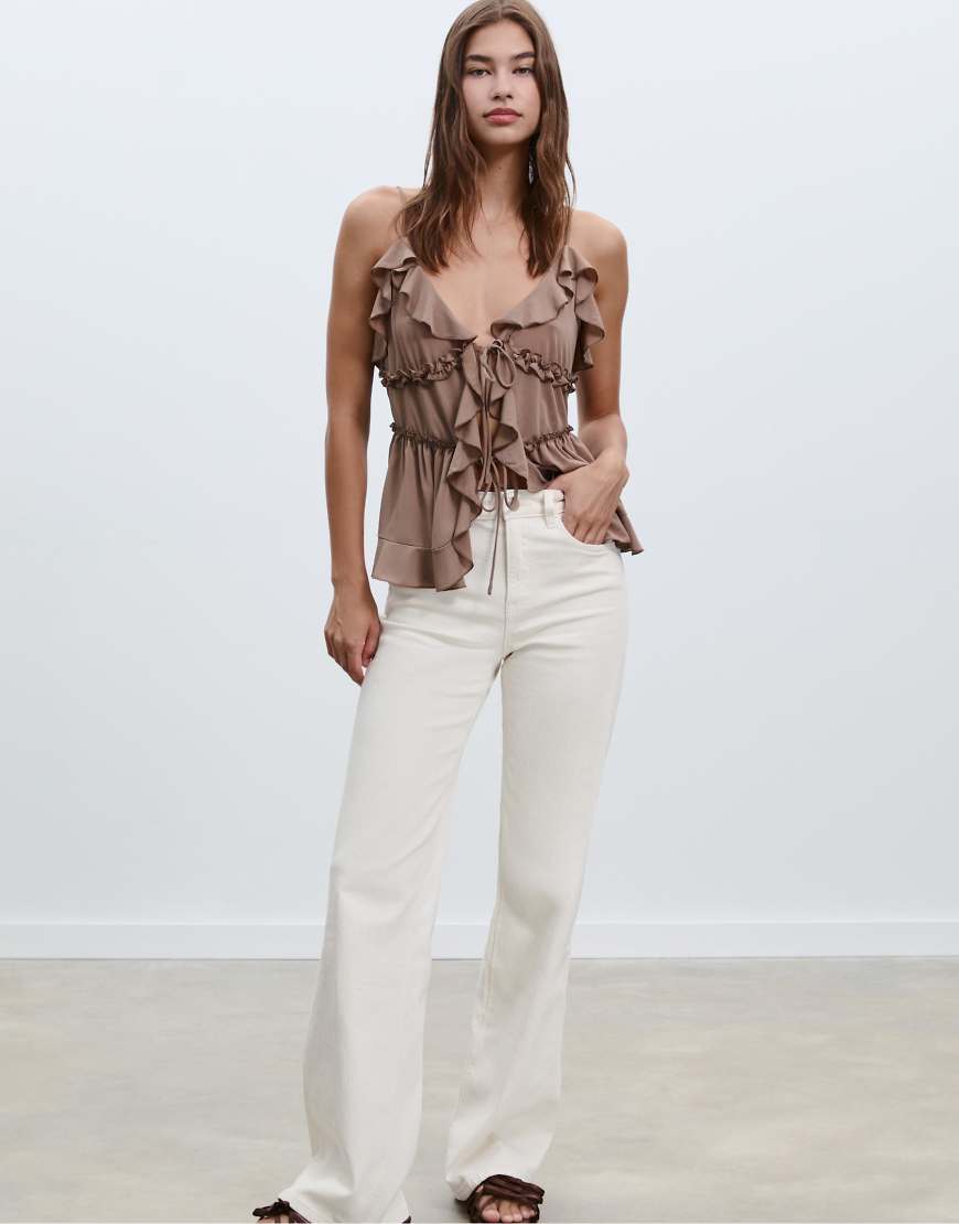 Stradivarius - Gerade geschnittene, bequeme Jeans in Vanille-Weiß von Stradivarius