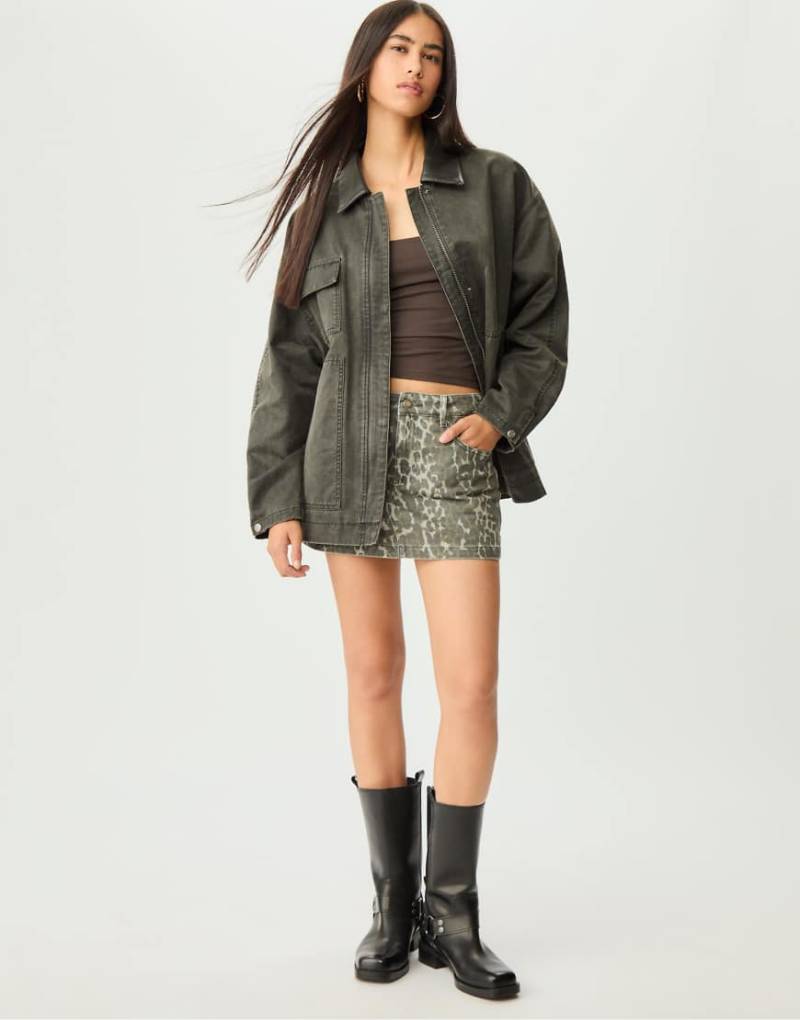 Stradivarius - Gewachste Oversize-Jacke in Schwarz von Stradivarius