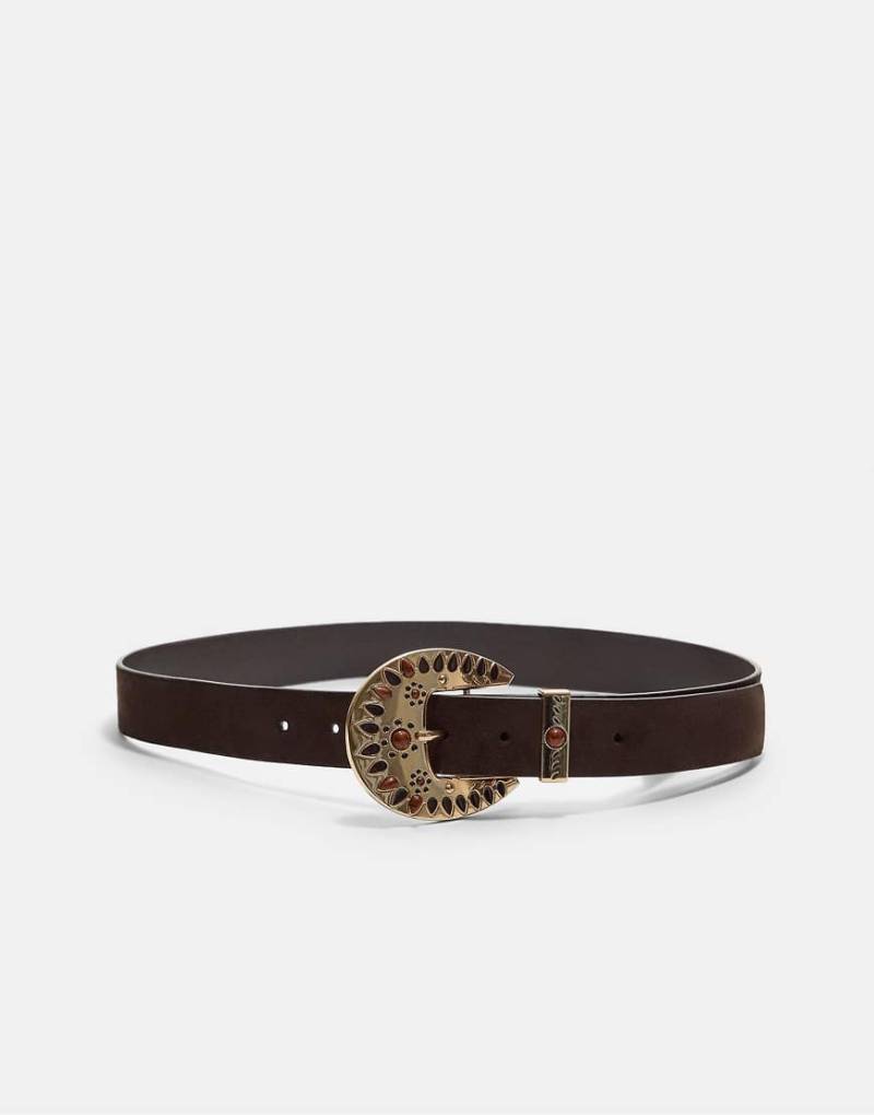 Stradivarius - Gürtel in Braun mit kontrastierender Schnalle-Brown von Stradivarius