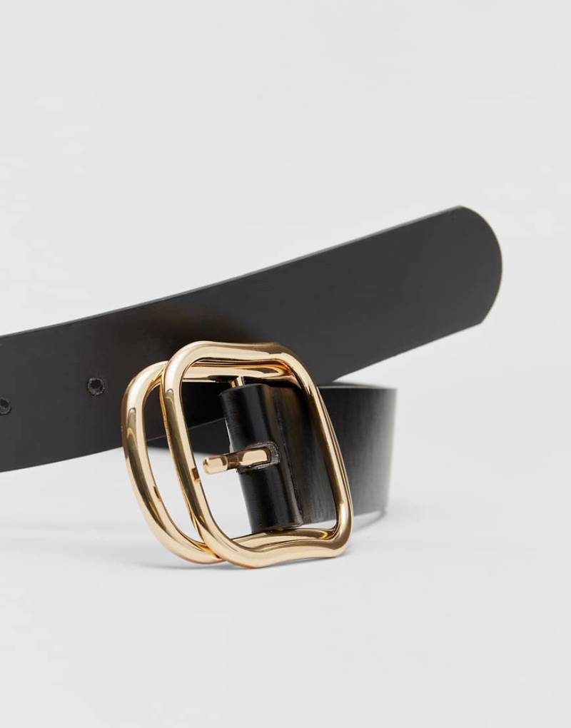 Stradivarius - Gürtel in Schwarz mit Schnalle im Zweifach-Design von Stradivarius