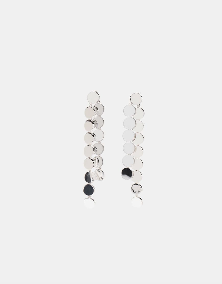 Stradivarius - Hängeohrringe in Grau mit eingefassten, übereinanderliegenden Mini-Kreisen von Stradivarius