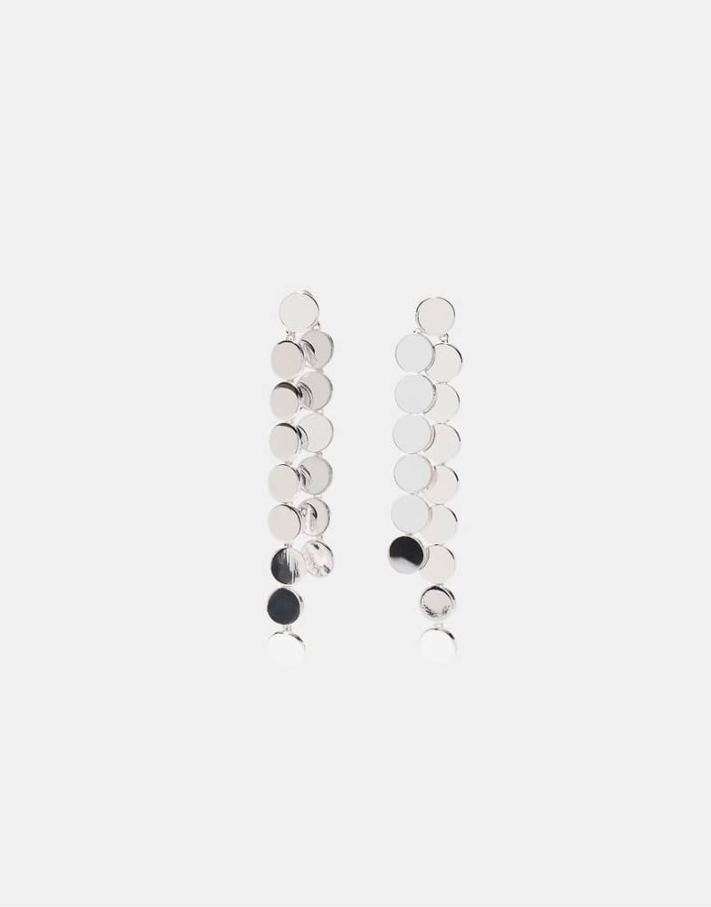 Stradivarius - Hängeohrringe in Grau mit eingefassten, übereinanderliegenden Mini-Kreisen von Stradivarius