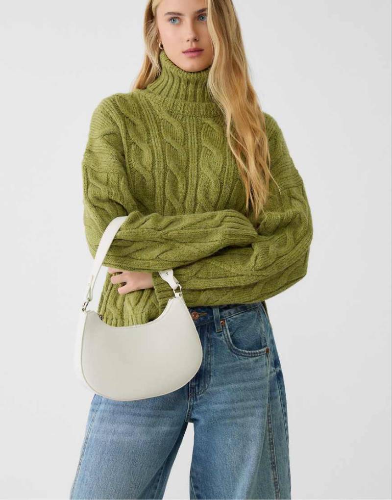 Stradivarius - Halbmondförmige Schultertasche in Weiß von Stradivarius