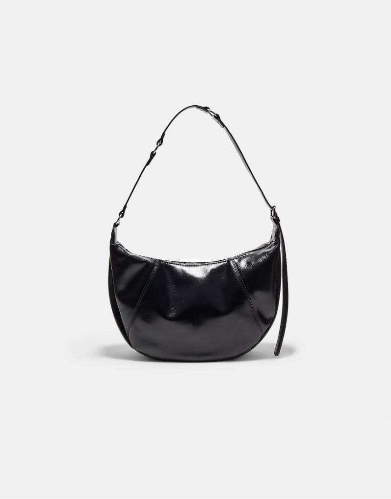 Stradivarius - Halbmondförmige Umhängetasche in Schwarz mit Details von Stradivarius