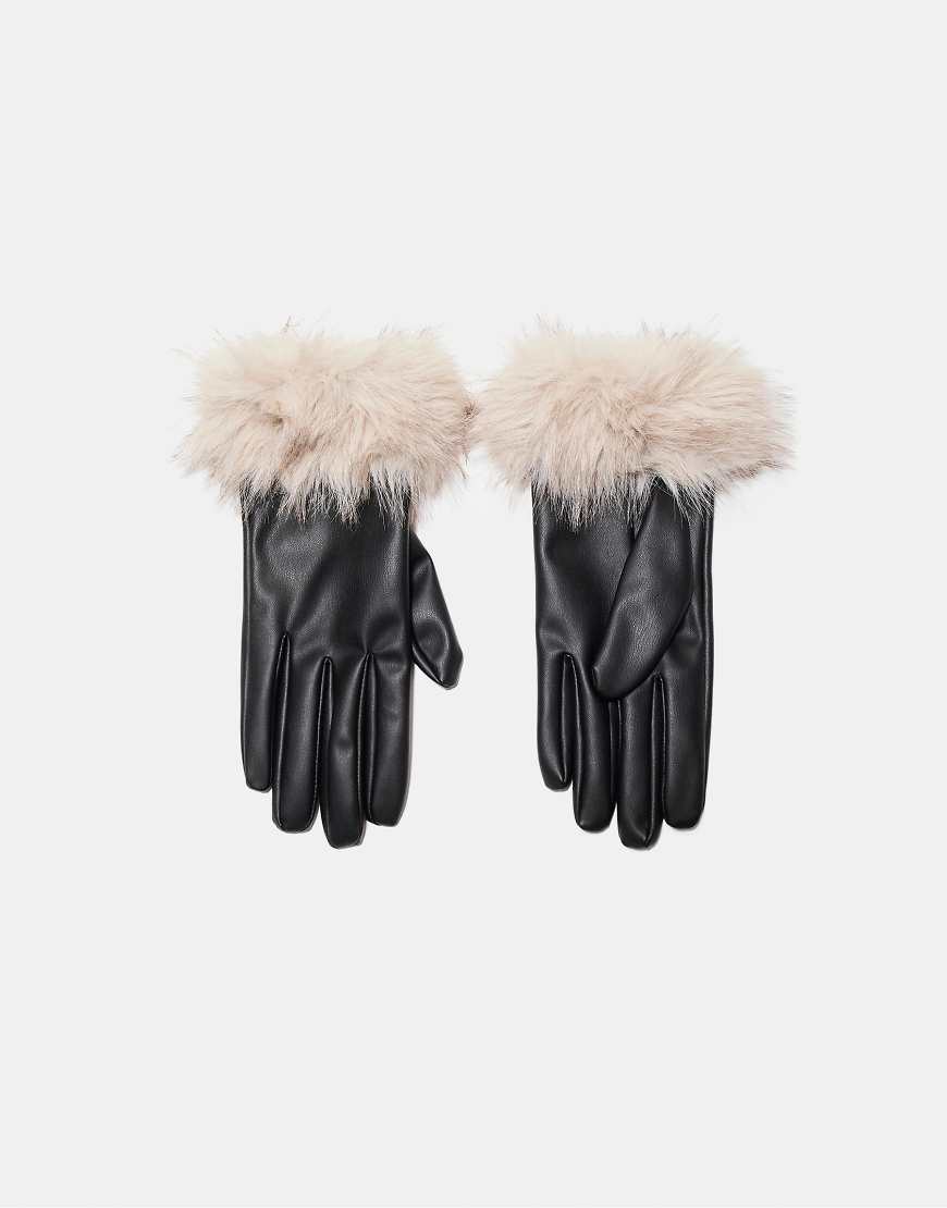 Stradivarius - Handschuhe aus Kunstpelz in Schwarz von Stradivarius