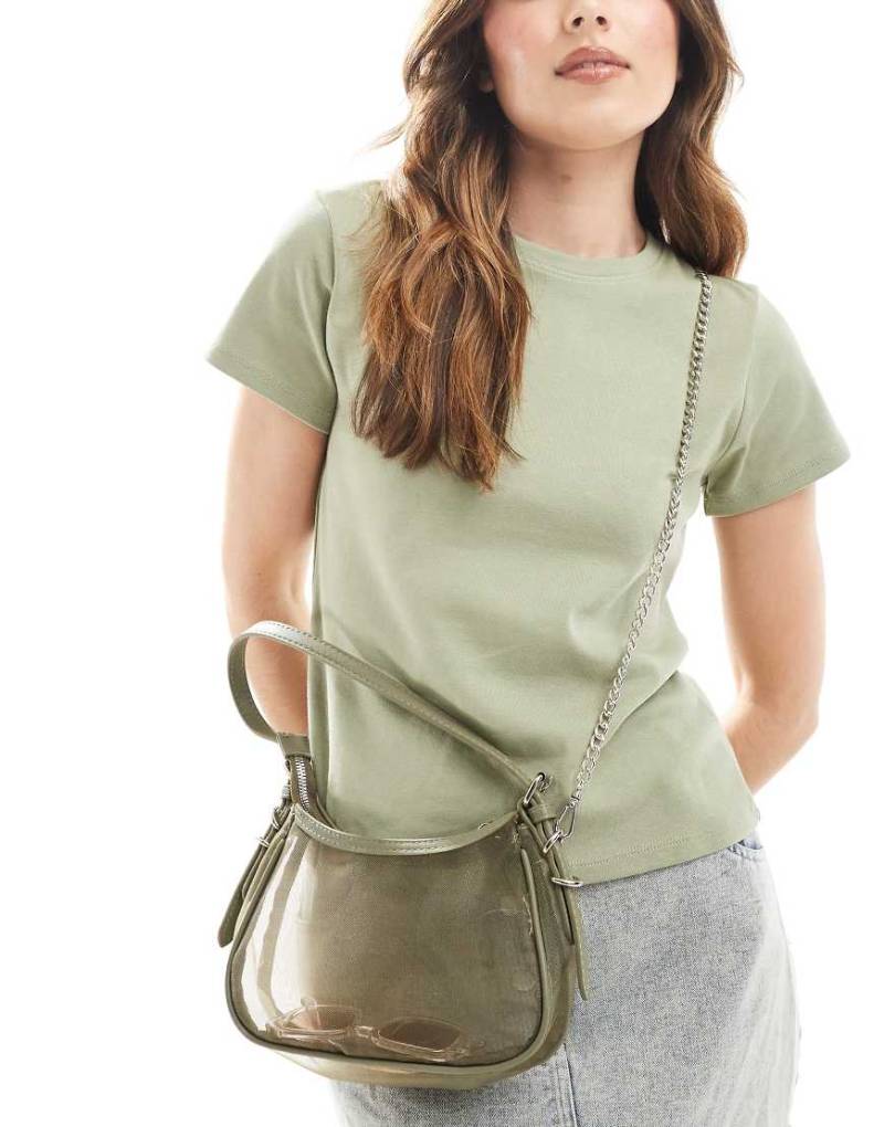 Stradivarius - Handtasche aus Netzstoff in Khaki-Grün von Stradivarius