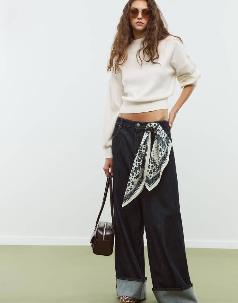 Stradivarius - Hochgeschlossener Strickpullover in Ecru-Weiß von Stradivarius