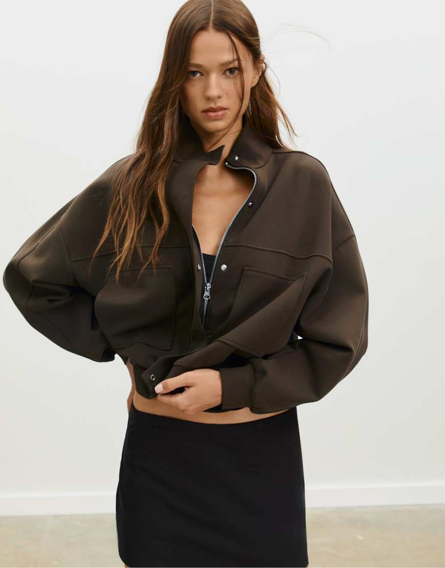 Stradivarius - Jacke in Grün mit Taschen von Stradivarius