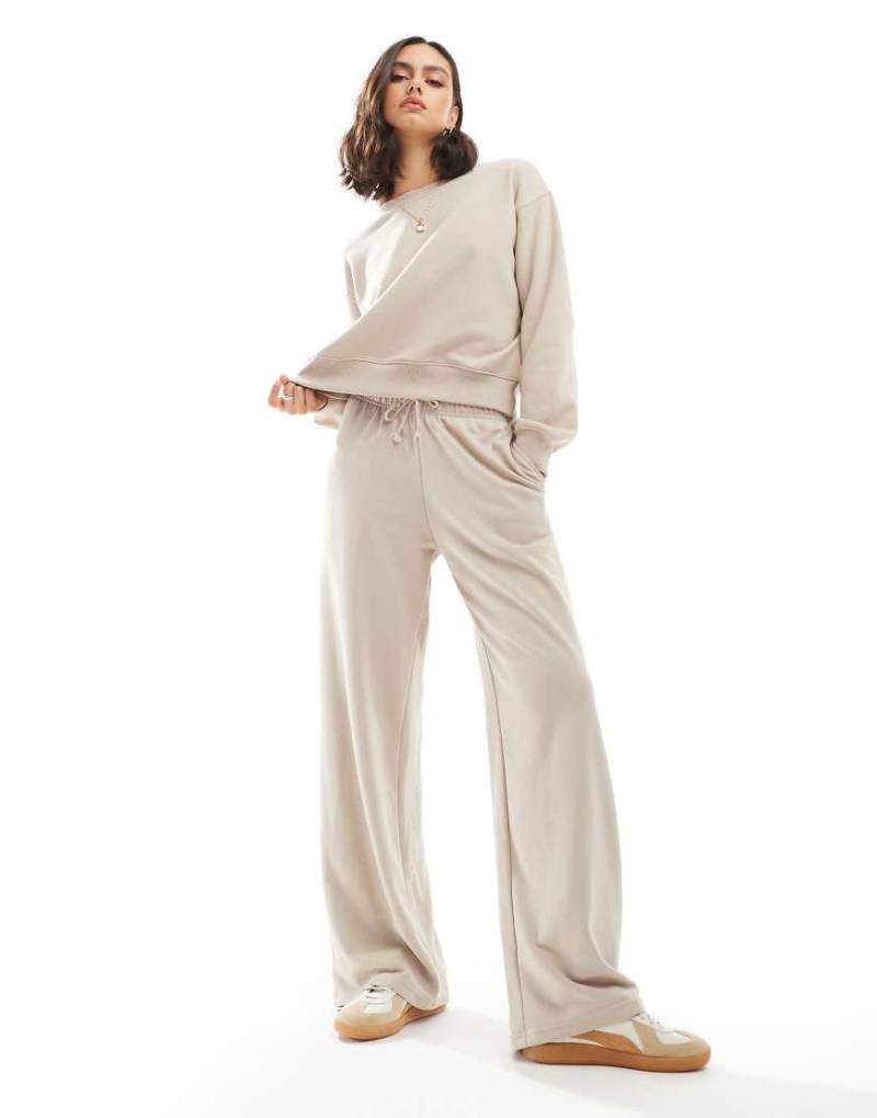 Stradivarius - Jogginghose in Beige mit weitem Schnitt, Kombiteil-Neutral von Stradivarius