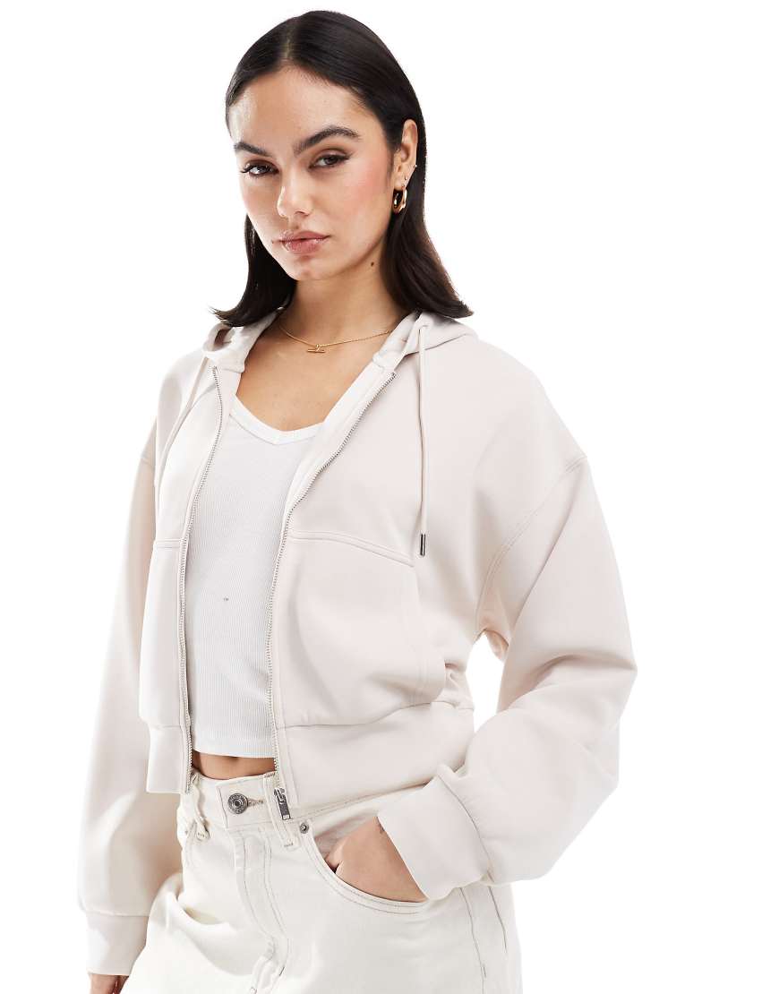 Stradivarius - Kapuzenjacke in Steingrau mit weicher Haptik-Neutral von Stradivarius