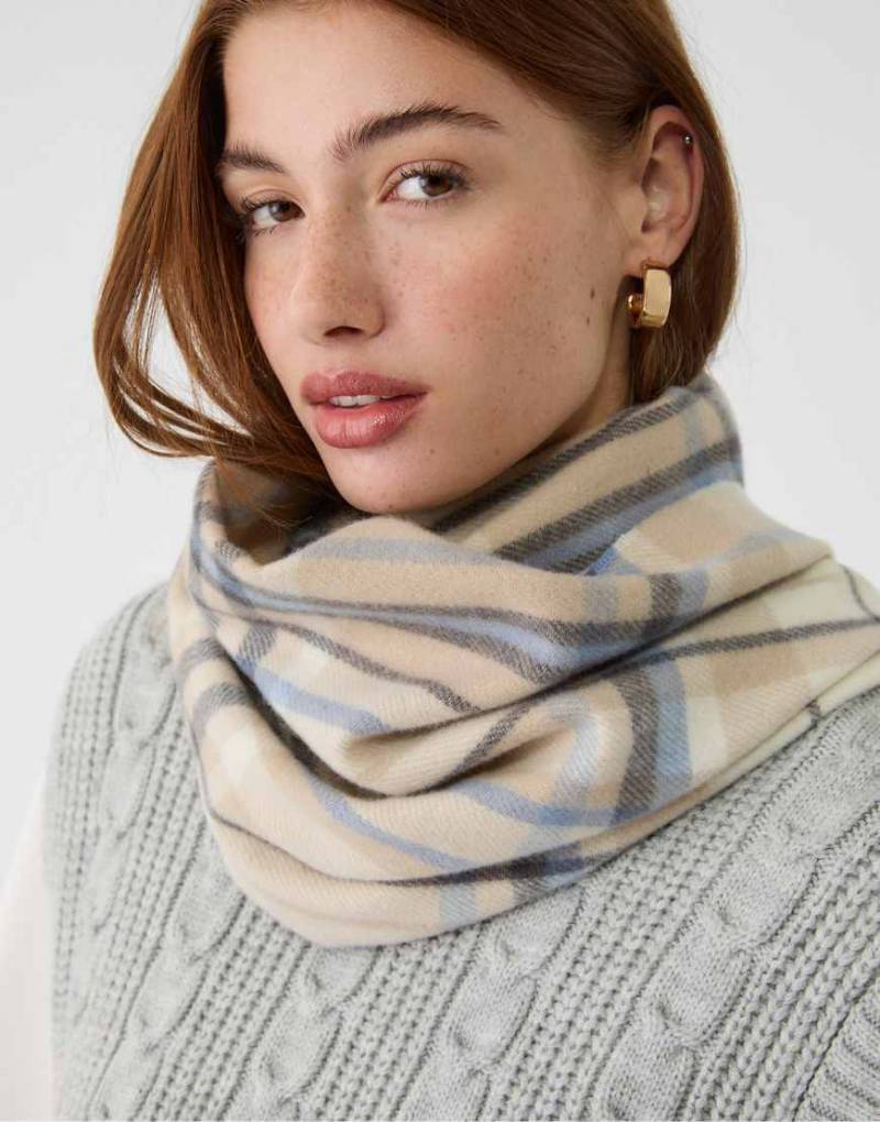 Stradivarius - Karierter Schal in Beige-Neutral von Stradivarius