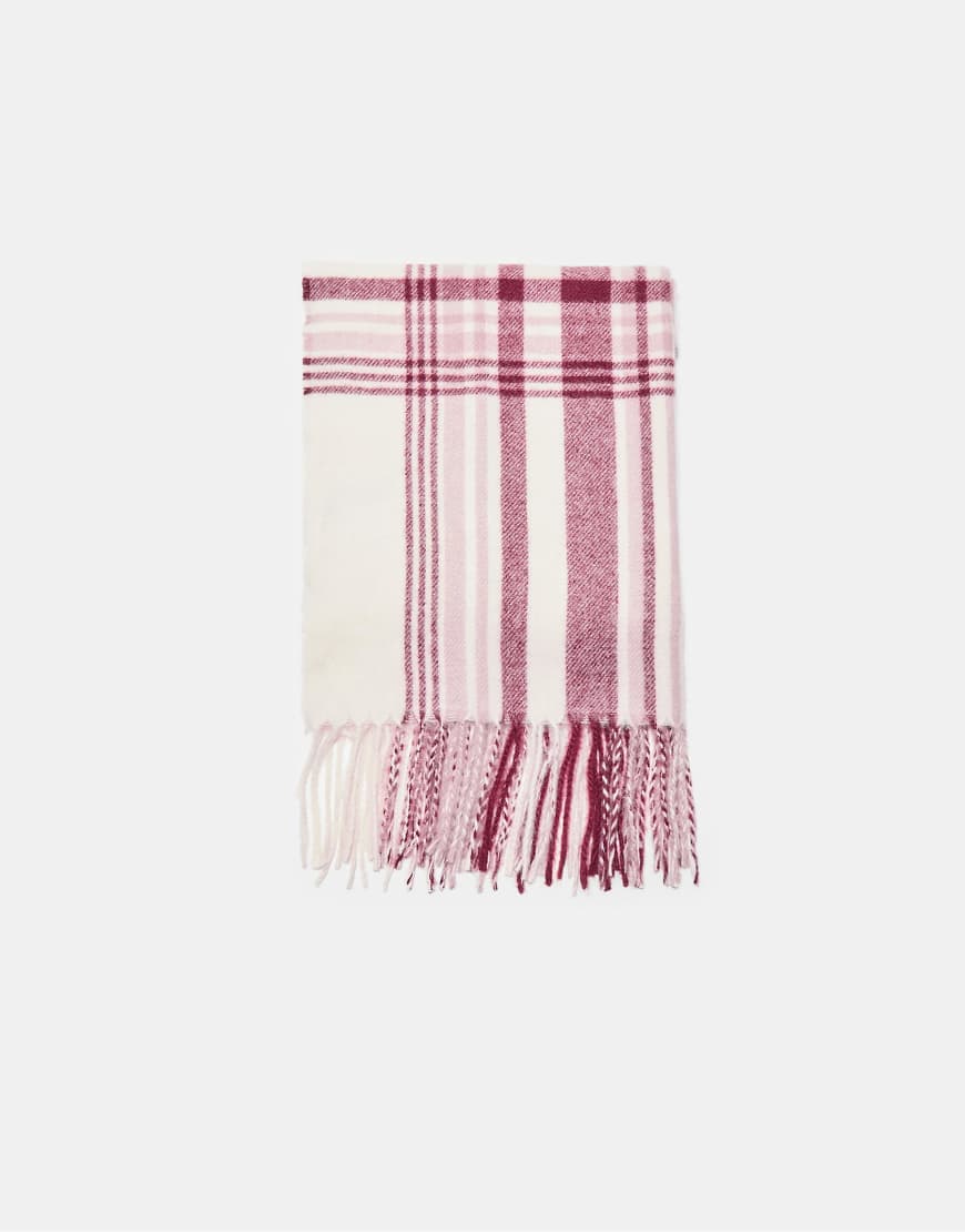 Stradivarius - Karierter Schal in Burgunderrot von Stradivarius