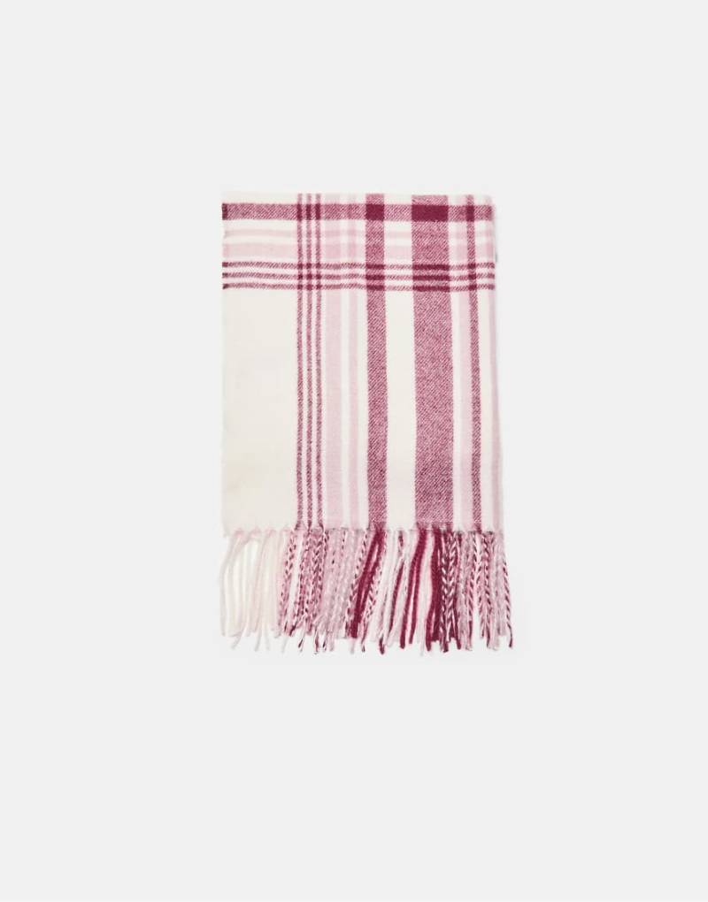 Stradivarius - Karierter Schal in Burgunderrot von Stradivarius