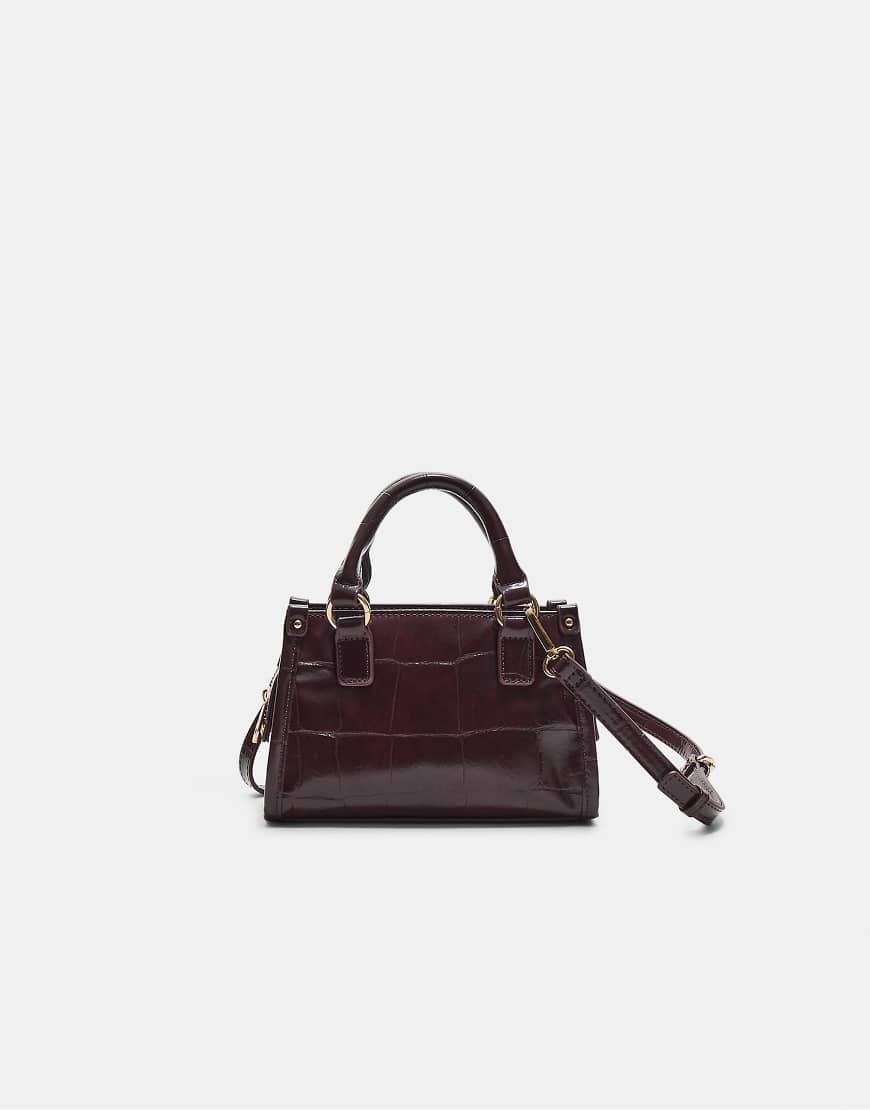 Stradivarius - Kleine Tragetasche in Kroko-Burgunderrot von Stradivarius