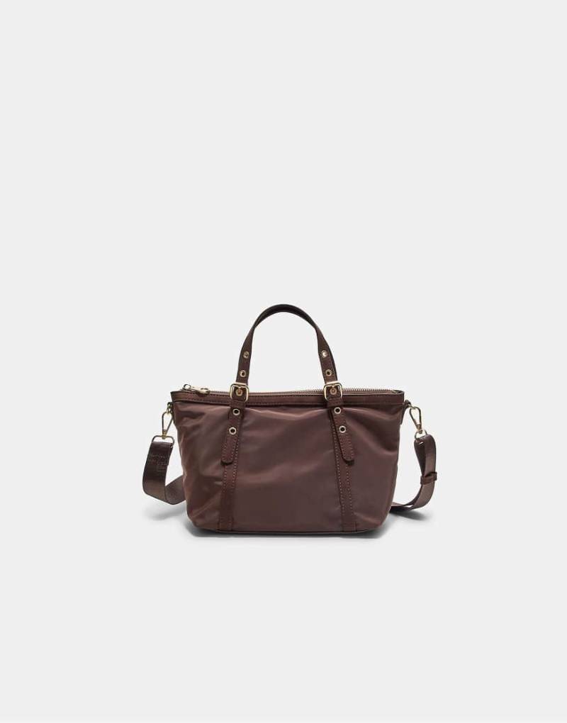 Stradivarius - Kleiner Shopper zum Umhängen in Braun mit Kontrastdetails-Brown von Stradivarius