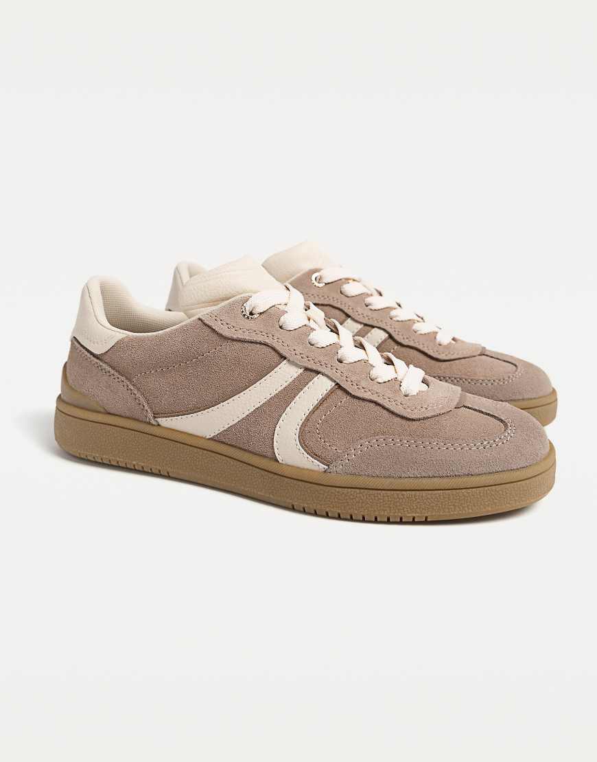 Stradivarius - Sneaker aus Leder in Beige-Neutral von Stradivarius