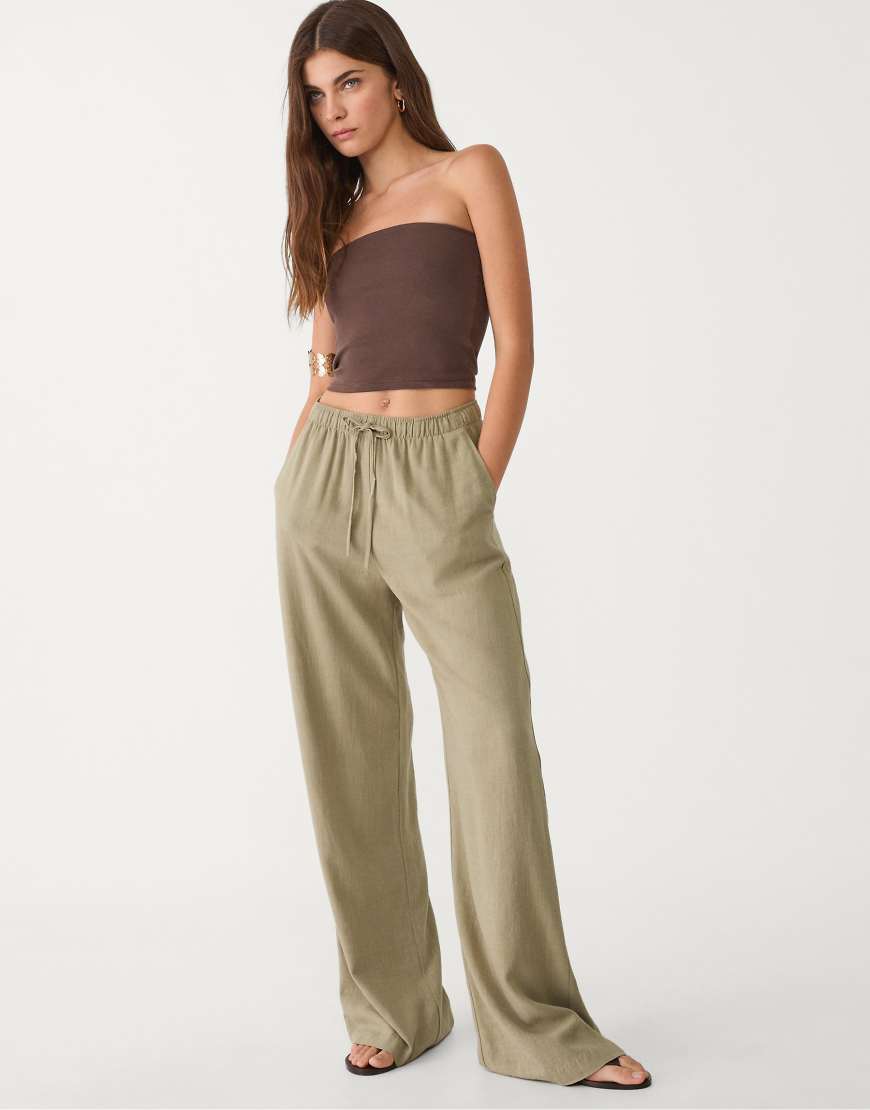 Stradivarius - Leinenmix-Hose in Khaki-Grün Stradivarius - Leinenmix-Hose in Khaki-Grün von Stradivarius