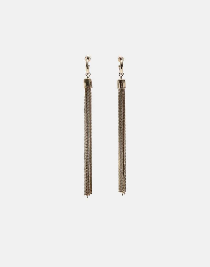 Stradivarius - Metall-Hängeohrringe in Gold-Optik mit Quasten-Gelb von Stradivarius