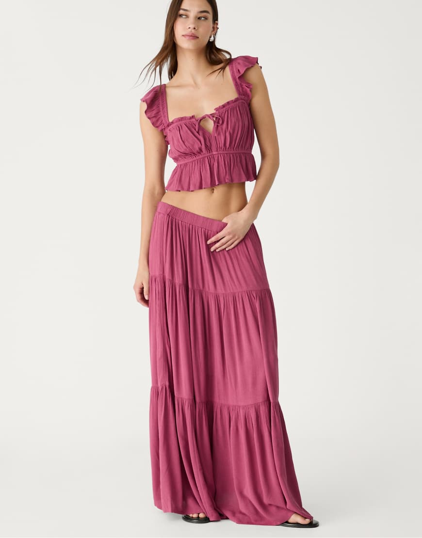 Stradivarius - Midirock im Boho-Design in Rosa von Stradivarius