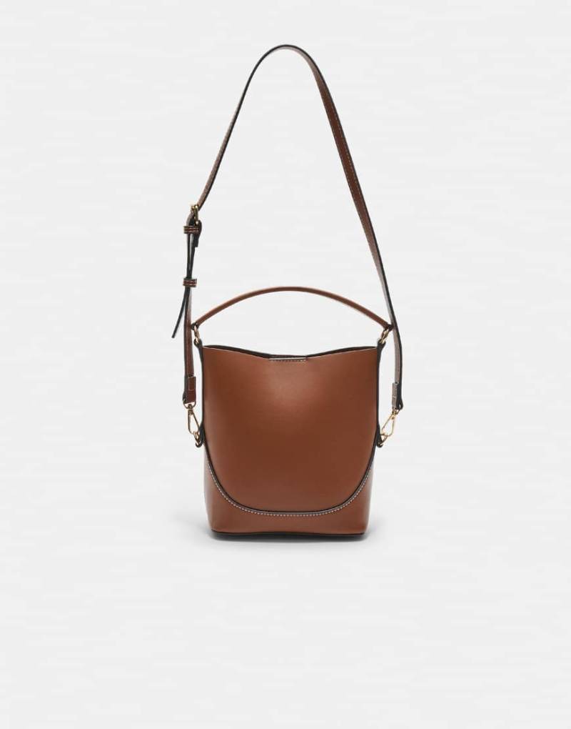 Stradivarius - Mini-Beuteltasche in blassem Camel mit Trageriemen-Neutral von Stradivarius