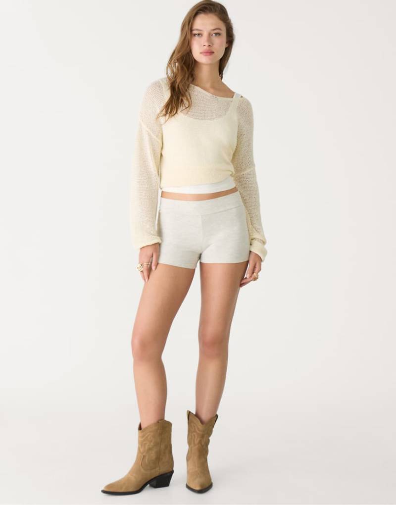 Stradivarius - Mini-Shorts in meliertem Grau von Stradivarius