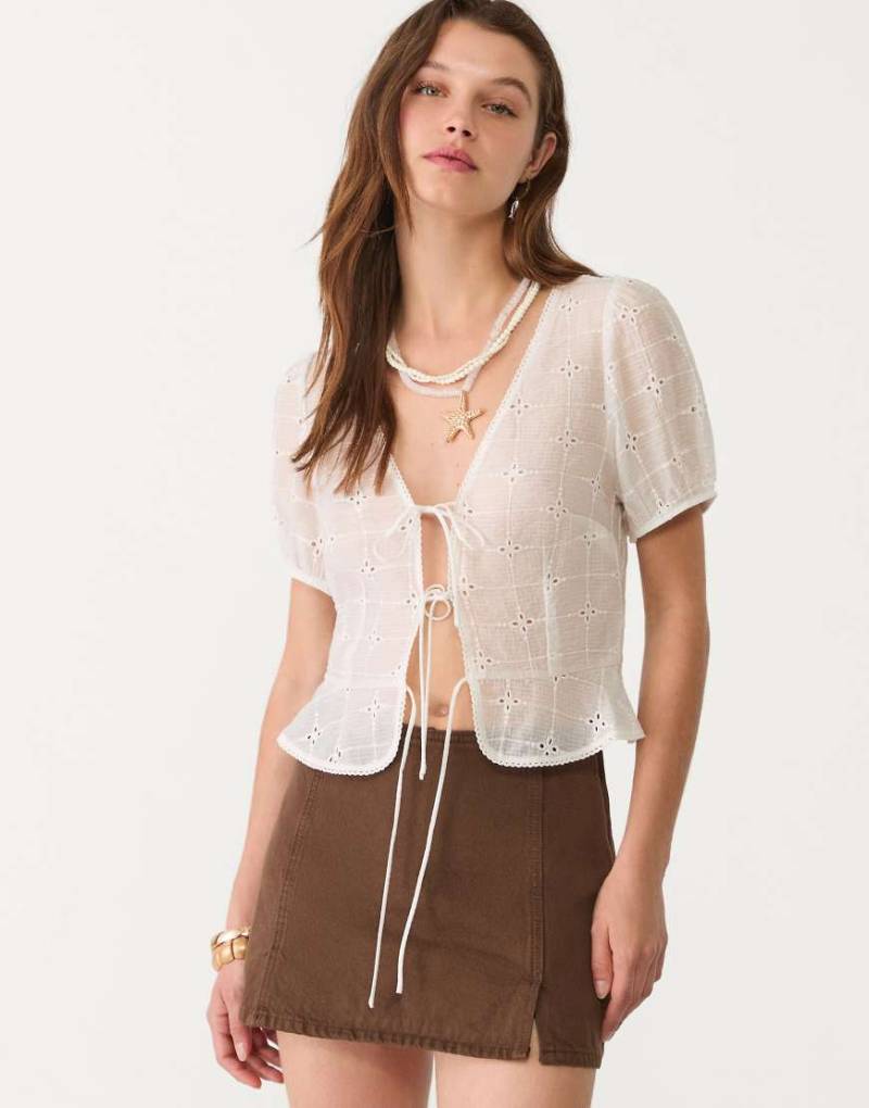 Stradivarius - Mini-Skort in Braun mit Schlitzen von Stradivarius
