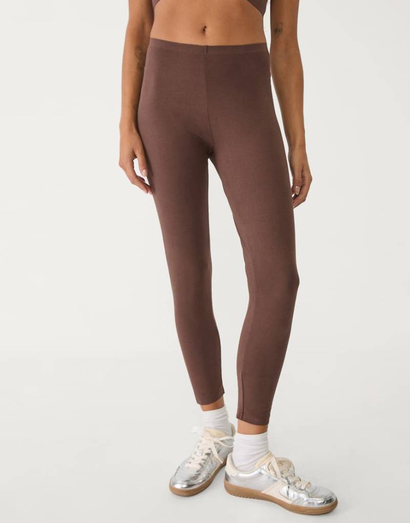 Stradivarius - Nahtlose Leggings aus Baumwolle in Braun von Stradivarius