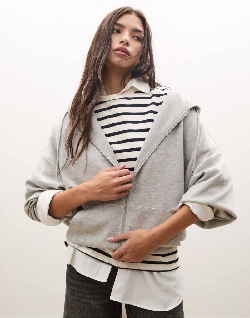 Stradivarius - Oversize-Kapuzenpullover in meliertem Grau von Stradivarius