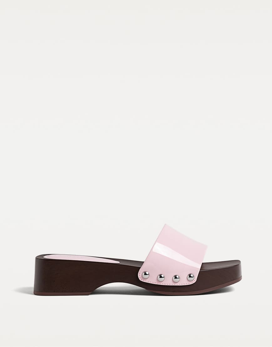 Stradivarius - Perlenbesetzte Clogs in Pink-Rosa von Stradivarius