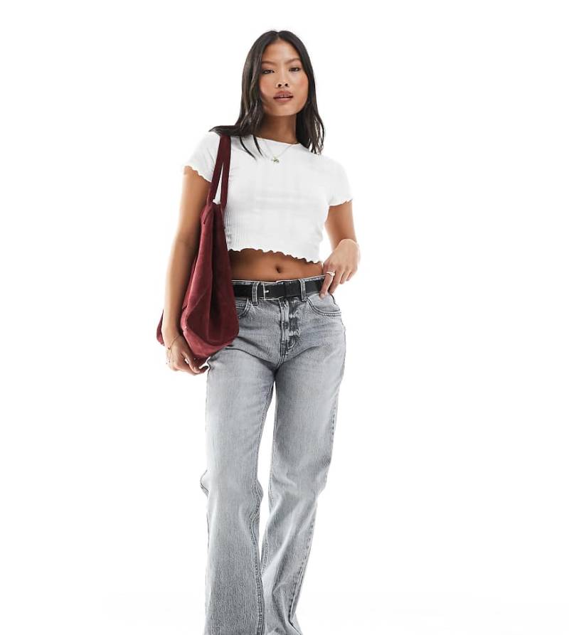 Stradivarius Petite - D98 - Straight Jeans in dunkelgrauer Waschung von Stradivarius