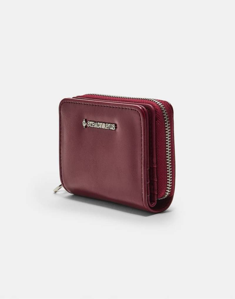 Stradivarius - Rechteckige Geldbörse in Burgunderrot mit Reißverschluss von Stradivarius