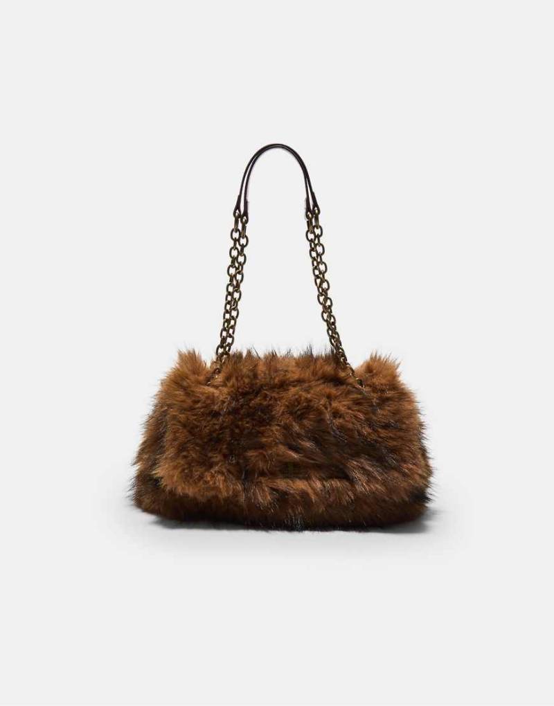 Stradivarius - Rechteckige Mini-Umhängetasche aus Kunstpelz in Braun-Brown Stradivarius - Rechteckige Mini-Umhängetasche aus Kunstpelz in Braun-Brown von Stradivarius