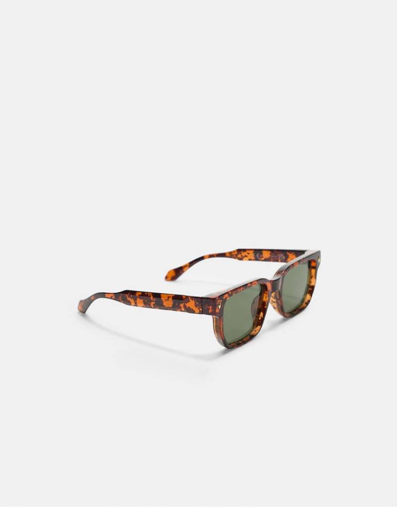 Stradivarius - Rechteckige Sonnenbrille in brauner Schildpatt-Optik-Brown von Stradivarius