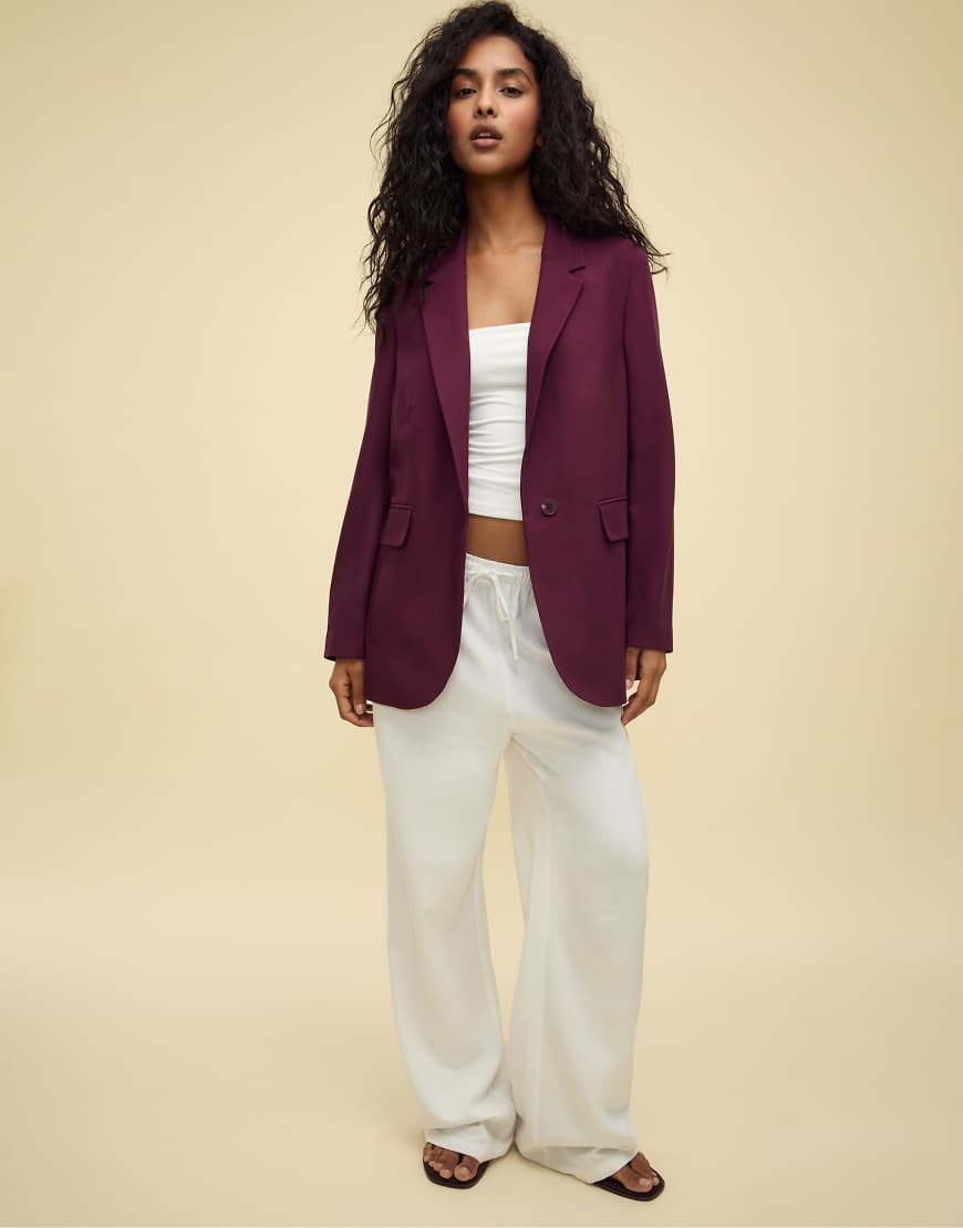Stradivarius - Regular Fit-Blazer in Lila von Stradivarius