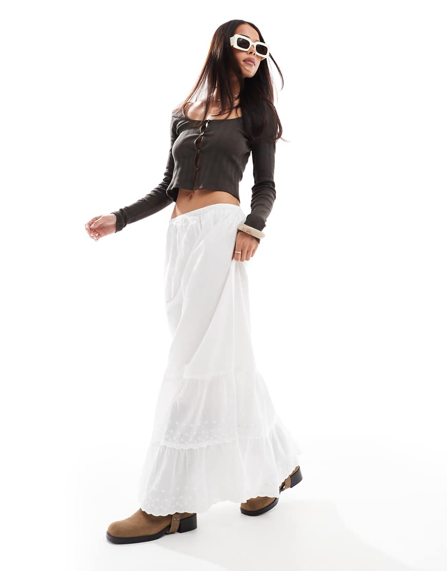 Stradivarius - STR - Boho-Rock aus Baumwolle in Weiß-Neutral von Stradivarius