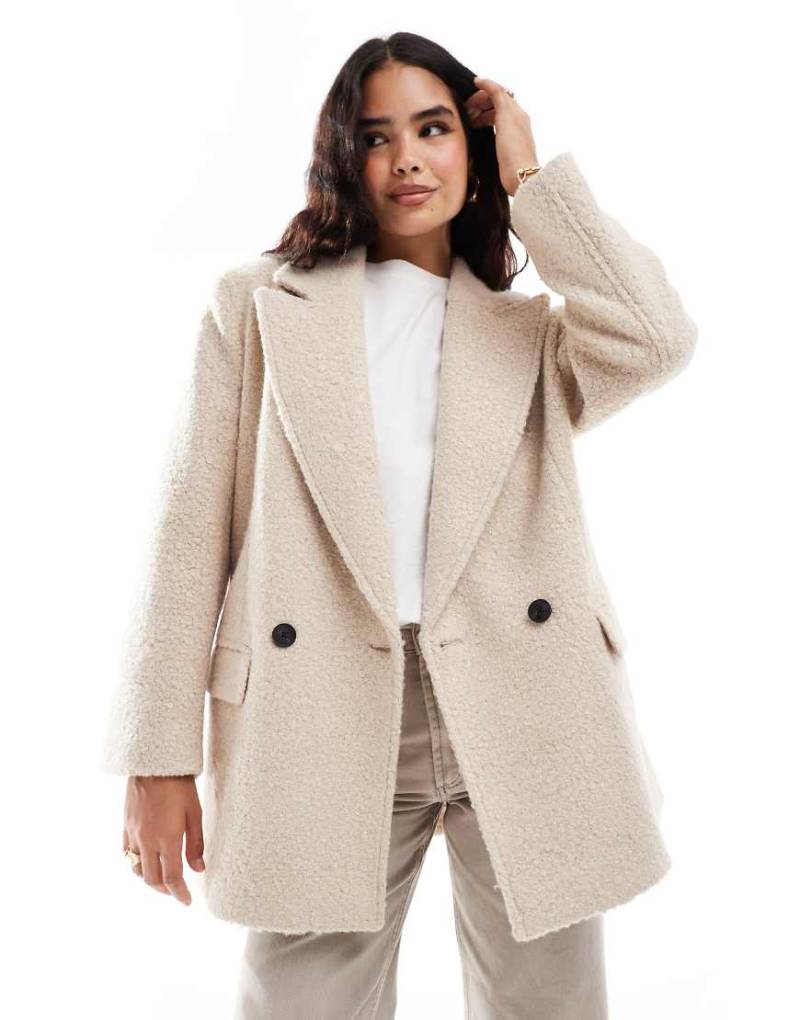 Stradivarius - STR - Oversize-Jacke aus Teddyfell in Ecru-Neutral von Stradivarius